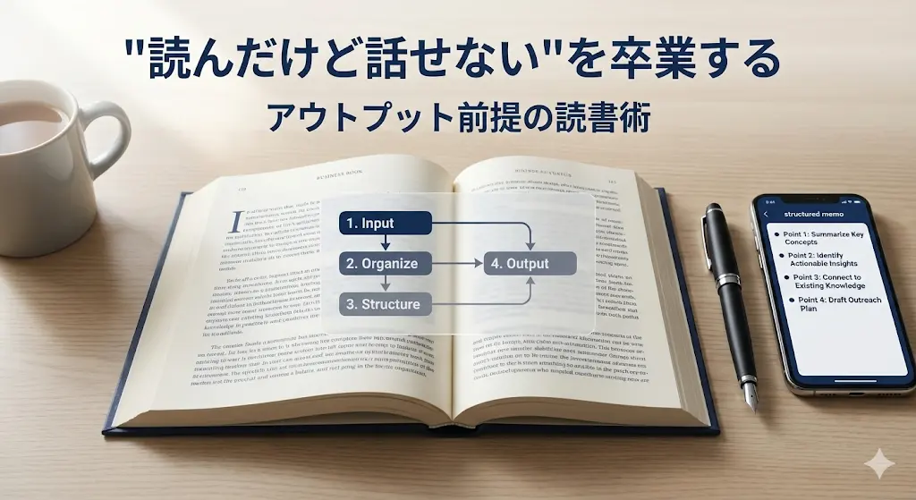 「読んだけど話せない」を卒業する。本の内容を自分の武器に変える『アウトプット前提』の読書術のアイキャッチ画像
