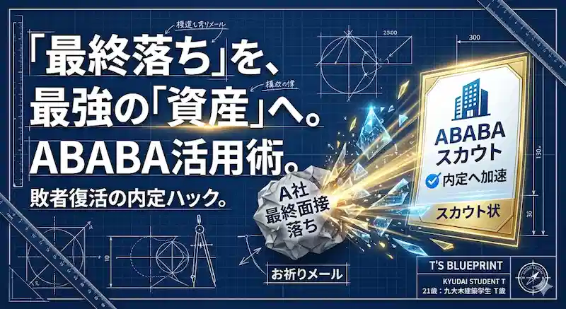 「お祈りメール」は市場価値の証明書。最終落ちの絶望を内定へ変換する、ABABAの「資産化」戦略のアイキャッチ画像
